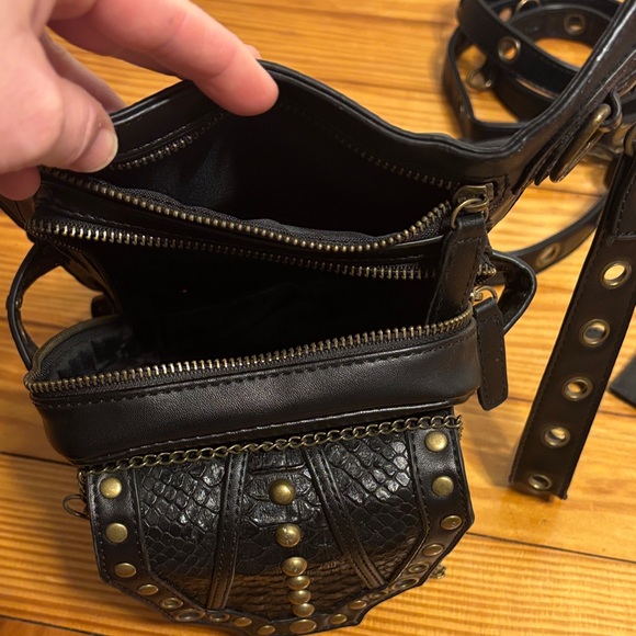 Steam Punk Black Studded Leather Women's Bag Never Used - Picture 7 of 11